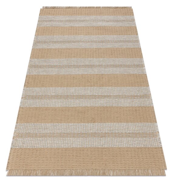 Koberec JUTE 3734 béž / sivý pásy so strapcami