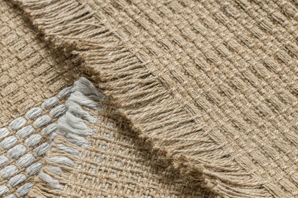 Koberec JUTE 3734 béž / sivý pásy so strapcami