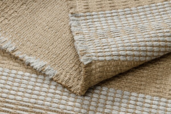 Koberec JUTE 3734 béž / sivý pásy so strapcami