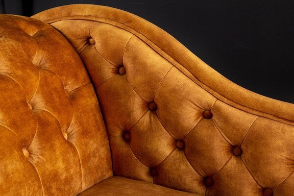 Dizajnová leňoška Chesterfield horčicový zamat
