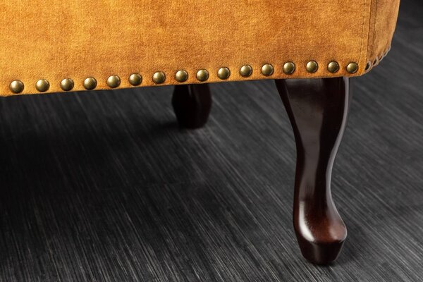 Dizajnová leňoška Chesterfield horčicový zamat