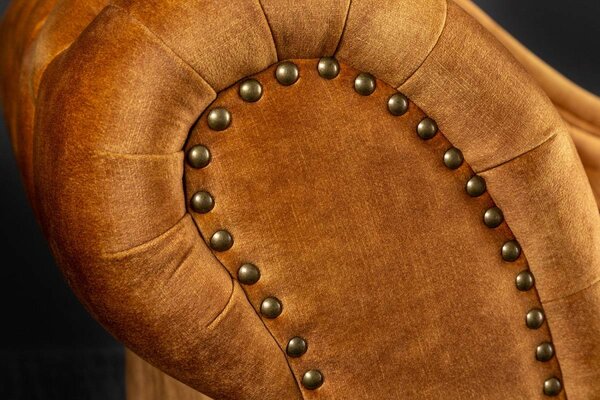 Dizajnová leňoška Chesterfield horčicový zamat
