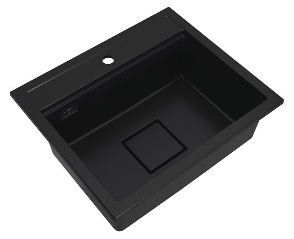 Gamma Quadro 5850, 1-komorový granitový drez 580x495x220 mm, čierna, GMA-ZLE000229