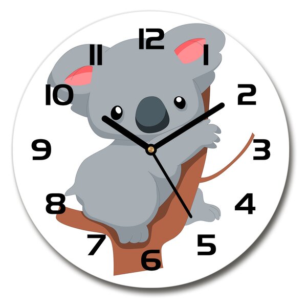 Sklenené hodiny okrúhle Koala na strome