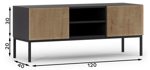 NovýNábytok.sk TV stolík Loyd (čierna matná + dub artisan). Akcia -16%. Vlastná spoľahlivá doprava až k Vám domov. 1051946