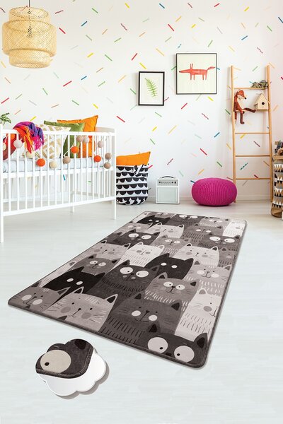 ASIR Koberec 140 x 190 GREY CATS sivý