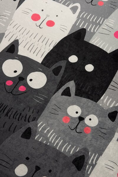 ASIR Koberec 140 x 190 GREY CATS sivý