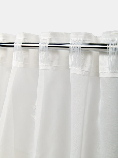 Sinsay - Záclona na riasiacej páske s kvetinovou výšivkou - biela