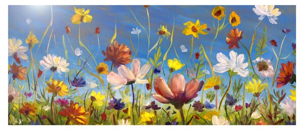 Maľovaný obraz rozkvitnutej lúky (120x50 cm)