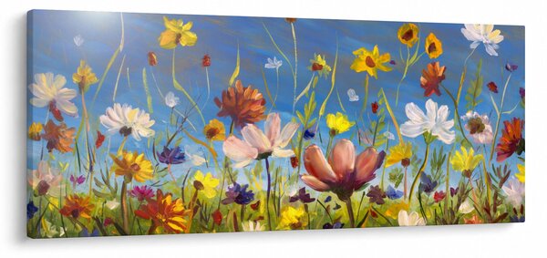 Maľovaný obraz rozkvitnutej lúky (120x50 cm)