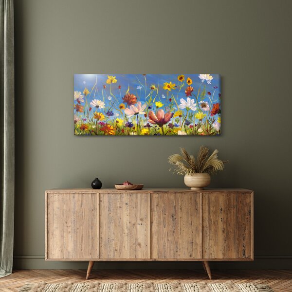 Maľovaný obraz rozkvitnutej lúky (120x50 cm)