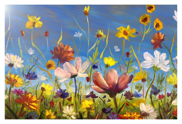 Maľovaný obraz rozkvitnutej lúky (90x60 cm)