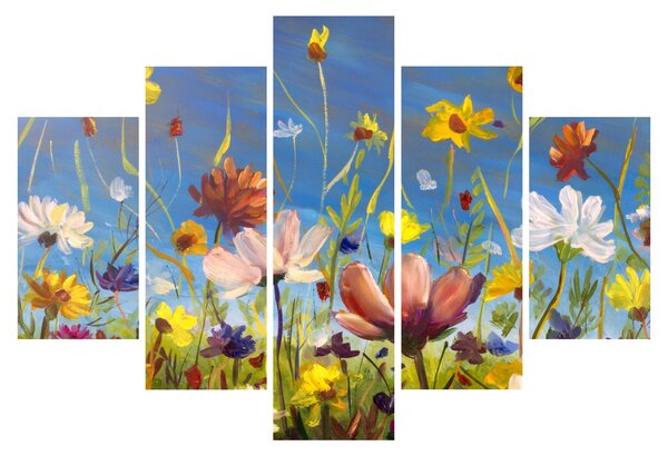 Maľovaný obraz rozkvitnutej lúky (150x105 cm)