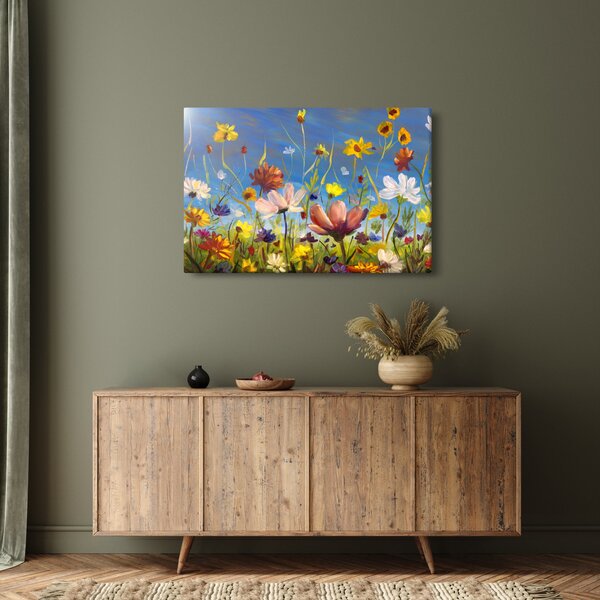 Maľovaný obraz rozkvitnutej lúky (90x60 cm)