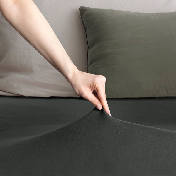 Tmavosivá napínacia plachta jersey 90x200 cm Amber – Restilo