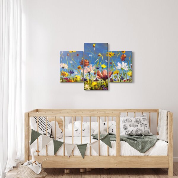 Maľovaný obraz rozkvitnutej lúky (90x60 cm)