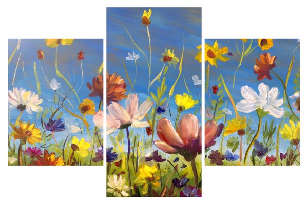 Maľovaný obraz rozkvitnutej lúky (90x60 cm)