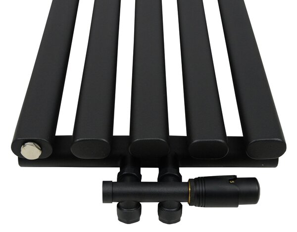 Regnis Lazur LA, vykurovacie teleso 330x1000mm so stredovým pripojením 50mm, 428W, čierna matná, LAZURLA/1000/330/D5/BLACK