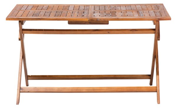 Záhradný jedálenský stôl tmavé akáciové drevo 140 x 75 cm skladací vonkajší 6 miestny obdĺžnikový