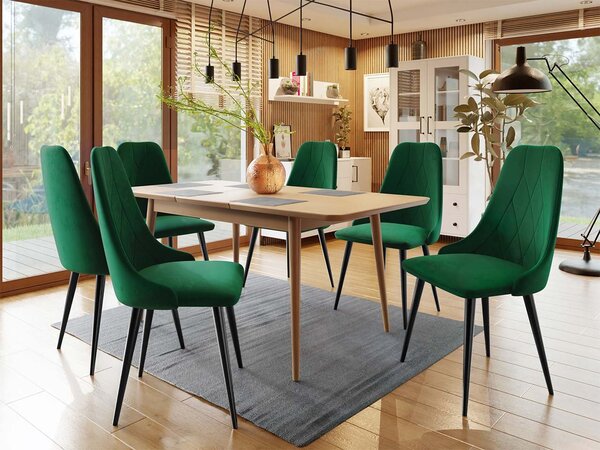 Mirjan24 Rozkladací stôl Vidariko 140x80 so 6 kreslami ST91 02, Farby: čierna, Potah: Magic Velvet 2258 5903211161773