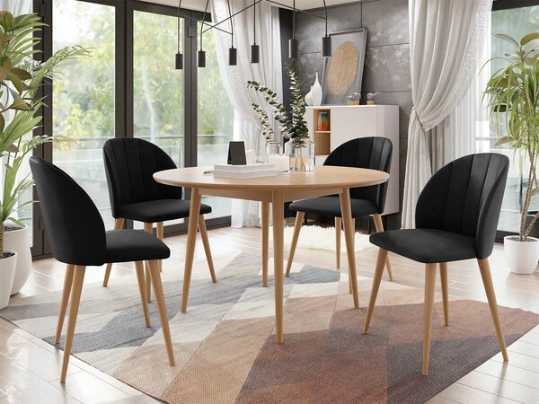 Mirjan24 Okrúhly stôl Botiler FI 100 so 4 stoličkami ST100 04, Farby: čierny, Potah: Magic Velvet 2250 5903211162152
