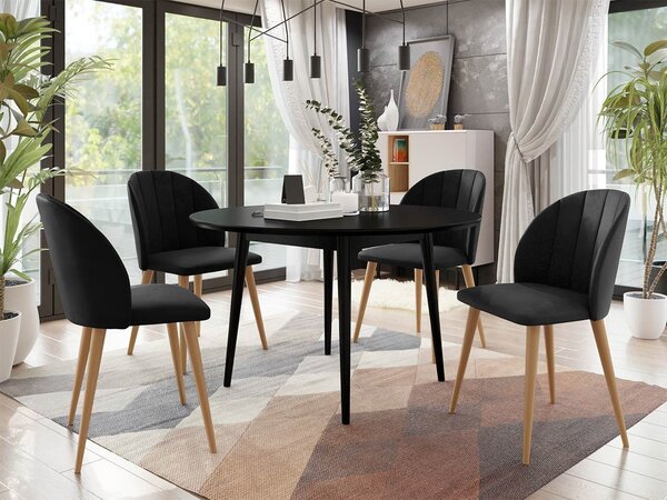Mirjan24 Okrúhly stôl Botiler FI 100 so 4 stoličkami ST100 04, Farby: čierny, Potah: Magic Velvet 2250 5903211162152