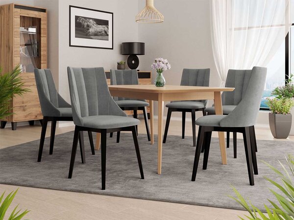 Mirjan24 Rozkladací stôl Botiler 140x80 so 6 stoličkami ST97 07, Farby: natura, Potah: Magic Velvet 2250 5903211163050