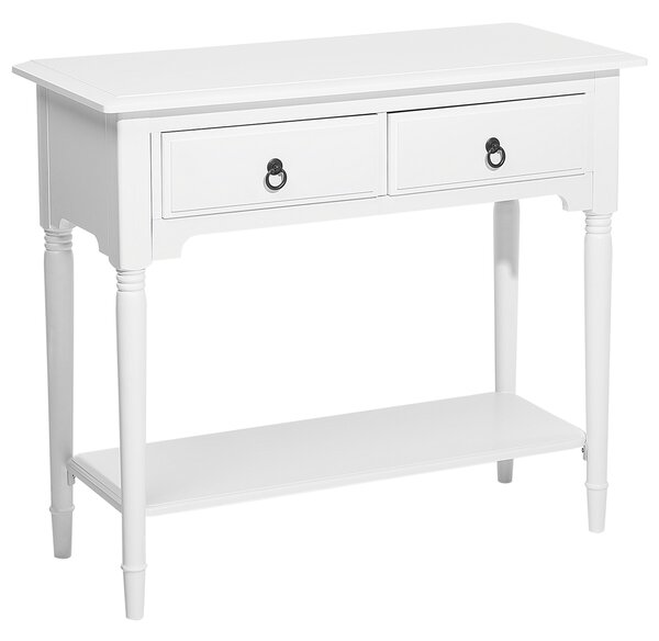 Konzolový stôl biely 38 x 91 cm 2 zásuvky MDF doska, farebný obdĺžnikový vidiecky štýl