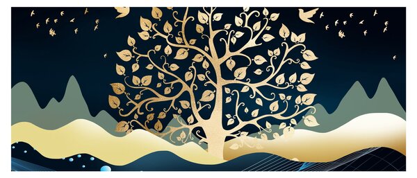 Obraz zlatého stromu (120x50 cm)