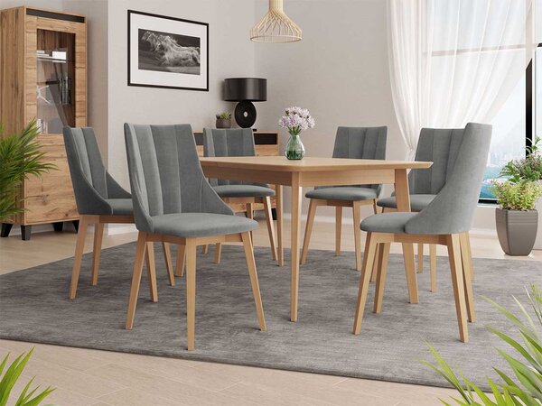 Mirjan24 Rozkladací stôl Botiler 140x80 so 6 stoličkami ST97 07, Farby: natura, Potah: Magic Velvet 2250 5903211163050
