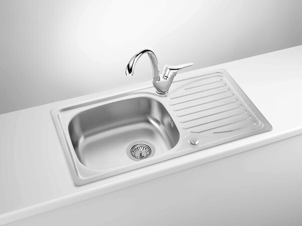 Deante Doppio, nerezový drez na dosku 1-komorový Z/O 780x430x160 3,5" + sifón, vzor satyna, ZEN_0113
