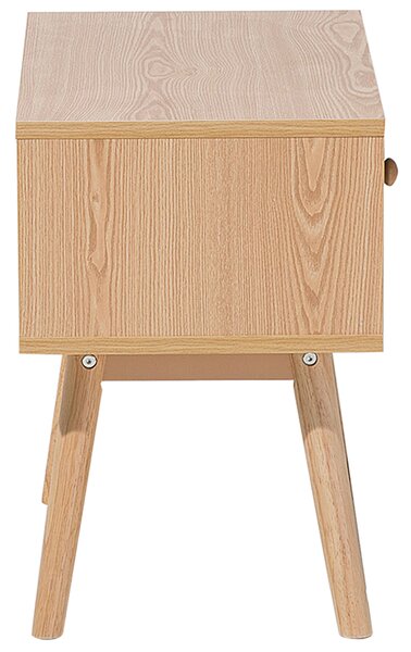 Nočný stolík svetlé drevo farba sivá drevotrieska MDF doska guma drevo guma drevo 45 x 40 x 30 cm moderná štýlová 1 zásuvková spálňa