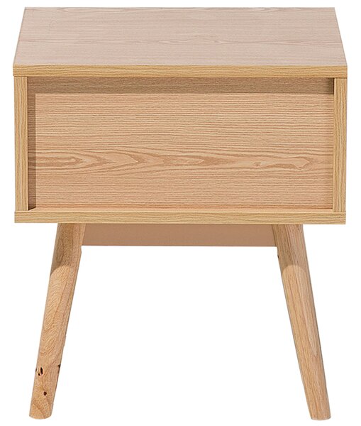 Nočný stolík svetlé drevo farba sivá drevotrieska MDF doska guma drevo guma drevo 45 x 40 x 30 cm moderná štýlová 1 zásuvková spálňa
