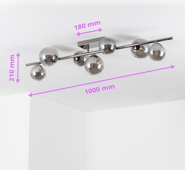 Brilagi - LED prisadený luster MILLA 7xG9/3W/230V čierny chróm/dymové sklo
