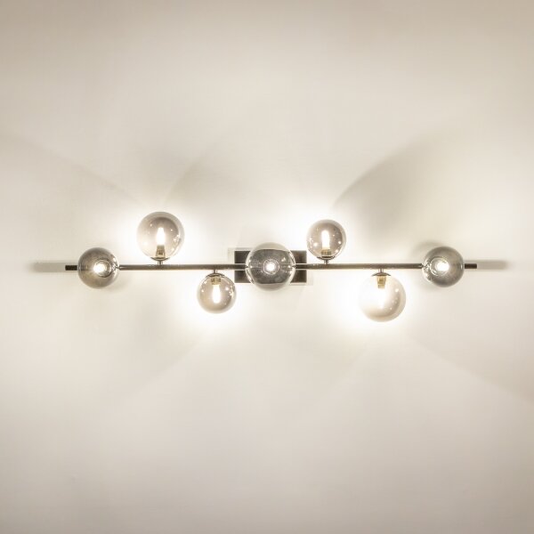 Brilagi - LED prisadený luster MILLA 7xG9/3W/230V čierny chróm/dymové sklo