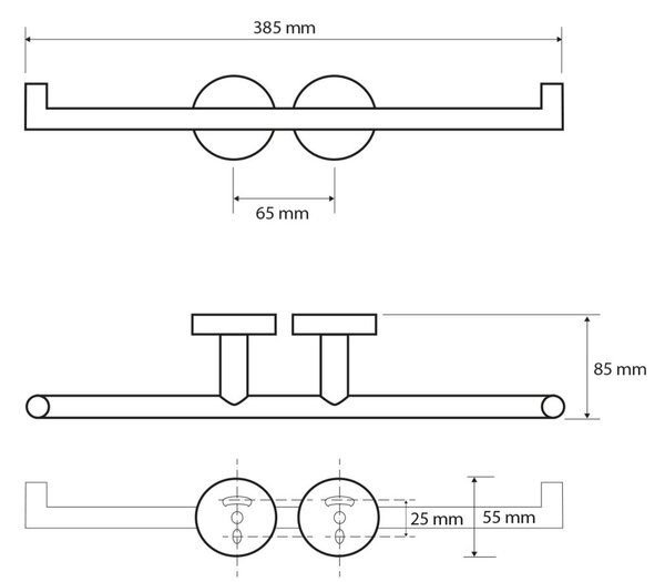 SAPHO - X-ROUND BLACK, dvojitý držiak toaletného papiera, čierna, XB703