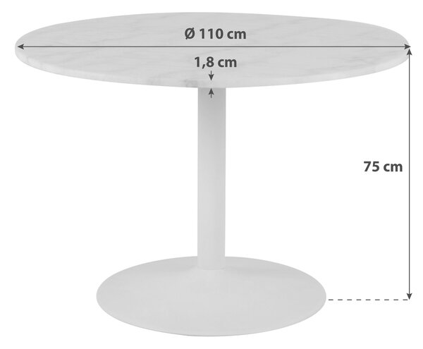 JEDÁLENSKÝ STÔL, čierna, biela, 110/110/75 cm P & B - Stoly, Online Only