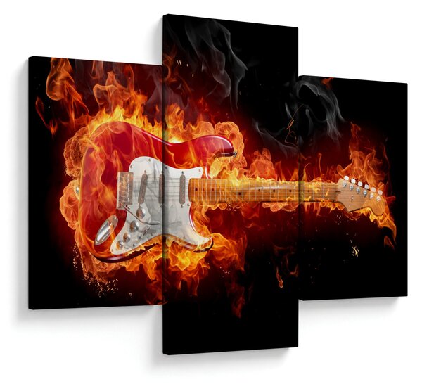 Obraz - Gitara v plameňoch (90x60 cm)