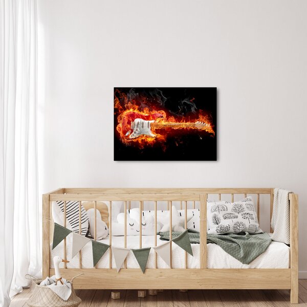 Obraz - Gitara v plameňoch (70x50 cm)