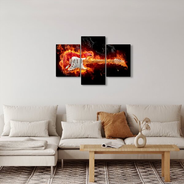 Obraz - Gitara v plameňoch (90x60 cm)