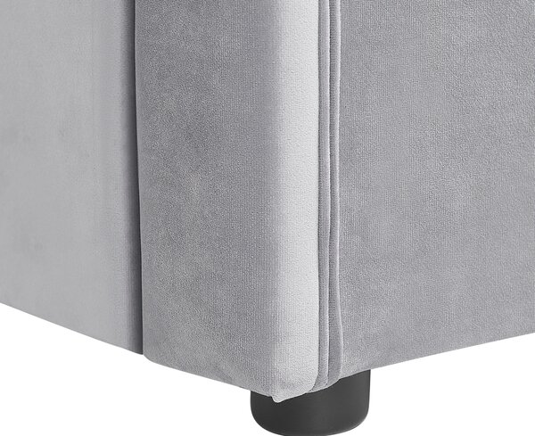 Rozkladacia posteľ sivá zamat 90 x 200 cm s roštom prešívané čelo s gombíkmi glamour štýl spálňa