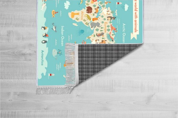 ASIR Koberec 100 x 150 MAPA SVETA modrá