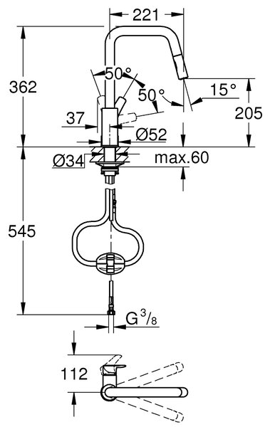 GROHE Eurosmart - Páková drezová batéria, chróm 30619000
