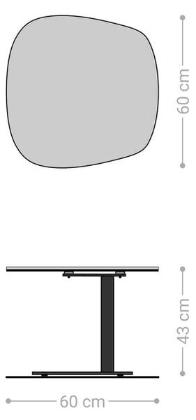 DELIFE Konferenčný stolík Edge zaoblený tvar 60×60 cm keramika onyx perleť Eleny nerezová oceľ kefovaná