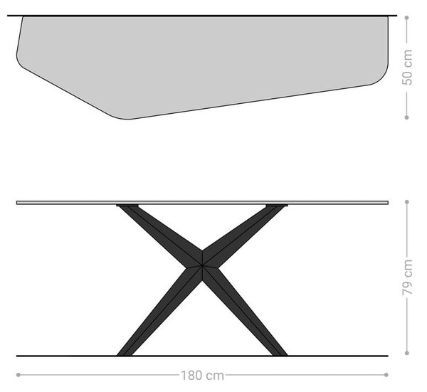DELIFE Konzolový stolík Edge polygonálny 180×50 cm keramika emperador extra leštená tmavohnedá Zentharo kov titánová farba