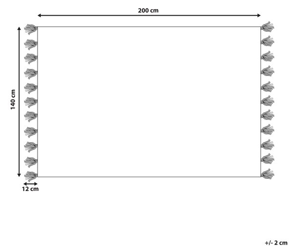 Koberec červená biela bavlna 140 x 200 cm geometrický vzor obdĺžnikový tvar ručne všívaný so strapcami obývačka spálňa