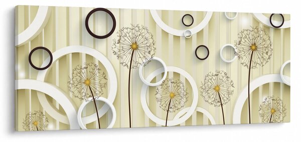 Abstraktný obraz s púpavami (120x50 cm)