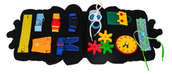 Detská Montessori manipulačná tabuľa Lev - 11 aktivít
