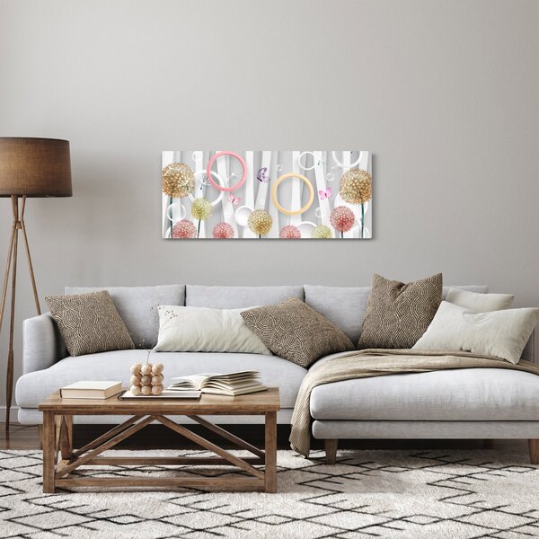 Abstraktný obraz s púpavami (120x50 cm)