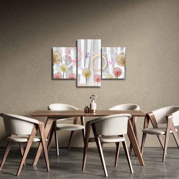 Abstraktný obraz s púpavami (90x60 cm)
